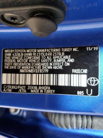 NMTKHMBX1LR103799 - 2020 TOYOTA C-HR XLE BLUE photo 13