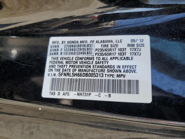 5FNRL5H66DB005313 - 2013 HONDA ODYSSEY EXL BLACK photo 13