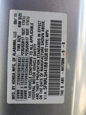 5FNRL5H41BB103810 - 2011 HONDA ODYSSEY EX SILVER photo 13