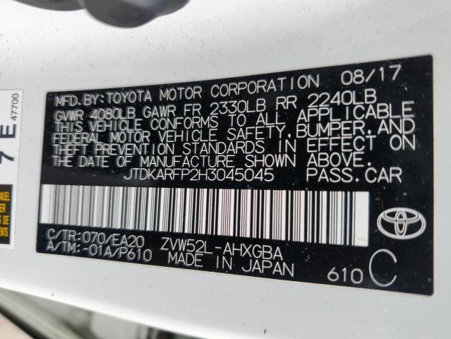 JTDKARFP2H3045045 - 2017 TOYOTA PRIUS PRIM WHITE photo 12