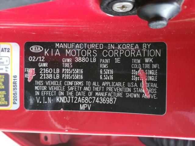KNDJT2A68C7436987 - 2012 KIA SOUL + RED photo 13