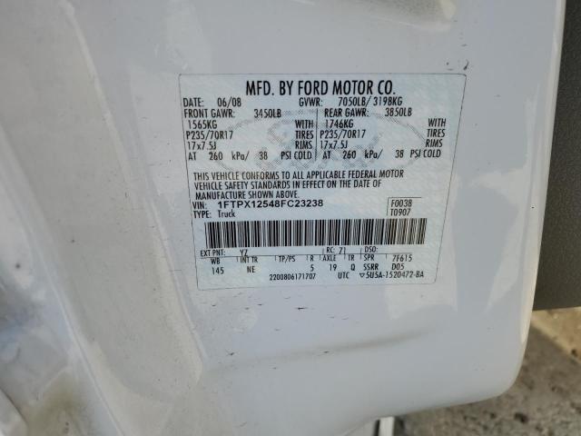 1FTPX12548FC23238 - 2008 FORD F150 WHITE photo 12