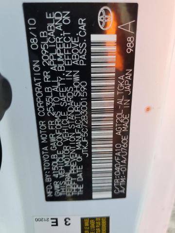 JTKJF5C72B3001590 - 2011 TOYOTA SCION TC 白色 照片 12