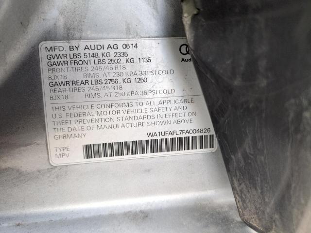 WA1UFAFL7FA004826 - 2015 AUDI A4 ALLROAD PREMIUM PLUS GRAY photo 13