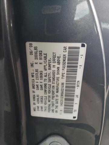 1HGCS12389A021496 - 2009 HONDA ACCORD LX SILVER photo 12