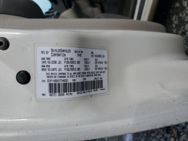 3C4FY48BX3T540351 - 2003 CHRYSLER PT CRUISER CLASSIC 白色 照片 12