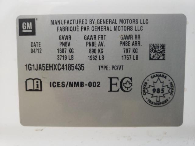 1G1JA5EHXC4185435 - 2012 CHEVROLET SONIC LS Ağ foto 12