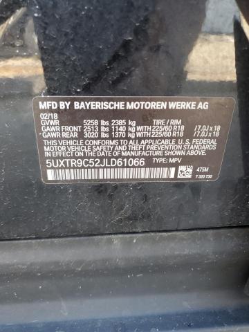 5UXTR9C52JLD61066 - 2018 BMW X3 XDRIVE30I BLACK photo 12