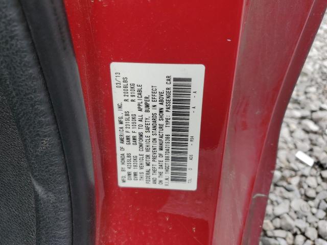 1HGCT1B87DA015366 - 2013 HONDA ACCORD EXL RED photo 12