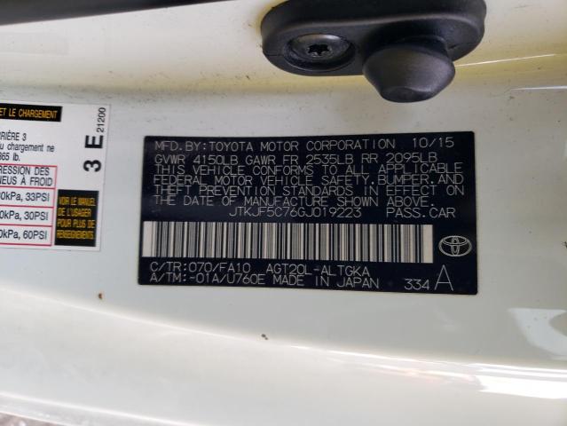 JTKJF5C76GJ019223 - 2016 TOYOTA SCION TC 白色 照片 12