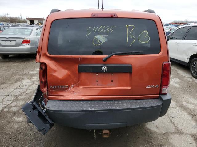 1D8GU28K67W546685 - 2007 DODGE NITRO SXT ORANGE photo 6