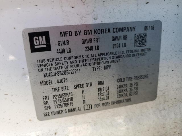 KL4CJFSB2GB727211 - 2016 BUICK ENCORE CONVENIENCE 白色 照片 13