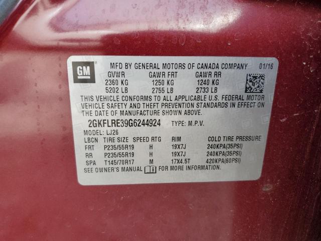 2GKFLRE39G6244924 - 2016 GMC TERRAIN DENALI RED photo 13