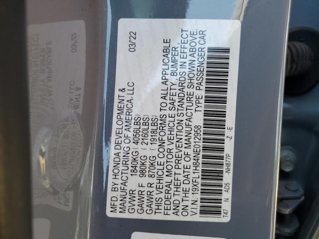 19XFL1H84NE012958 - 2022 HONDA CIVIC SPORT TOURING SILVER photo 13