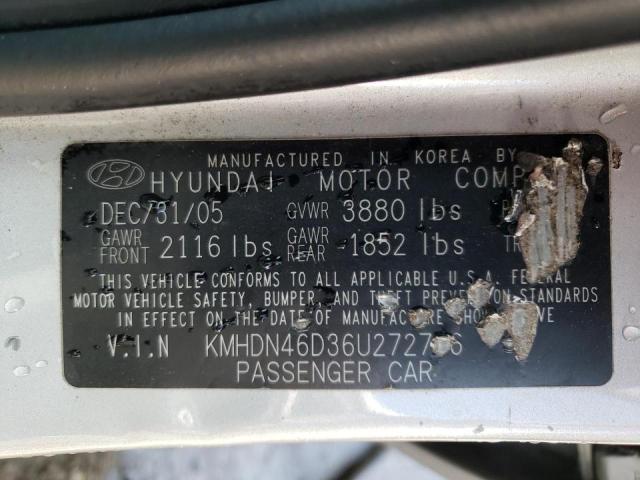 KMHDN46D36U272706 - 2006 HYUNDAI ELANTRA GLS SILVER photo 10