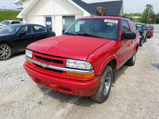 1GNCS18W22K200950 - 2002 CHEVROLET BLAZER RED photo 2