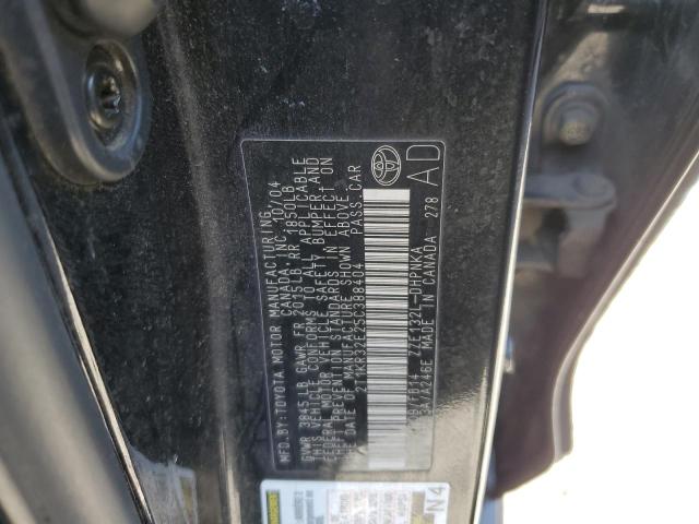 2T1KR32E25C388404 - 2005 TOYOTA COROLLA MA XR BLACK photo 12