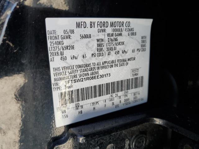1FTSW21R08EE30173 - 2008 FORD F250 SUPER DUTY BLACK photo 12
