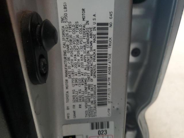 5TEJU62N97Z348104 - 2007 TOYOTA TACOMA DOUBLE CAB PRERUNNER SILVER photo 12