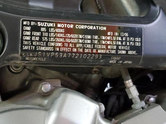 JS1VP53A772102293 - 2007 SUZUKI SV650 RED photo 10