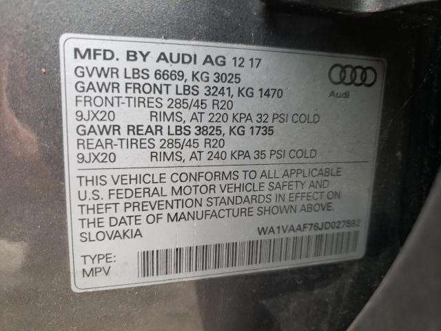 WA1VAAF76JD027592 - 2018 AUDI Q7 PRESTIGE GRAY photo 14