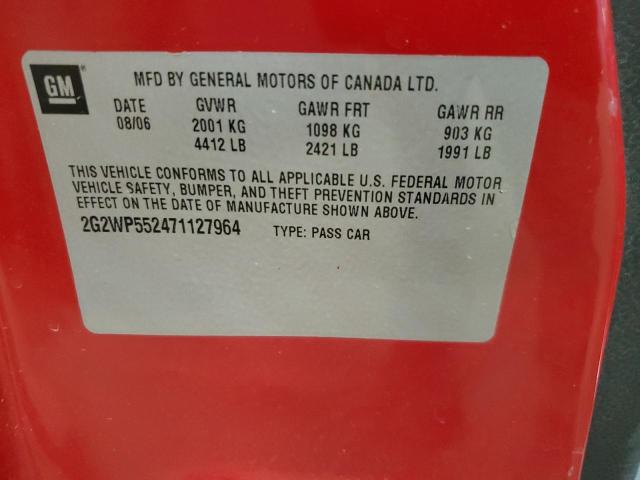 2G2WP552471127964 - 2007 PONTIAC GRAND PRIX 红色 照片 12