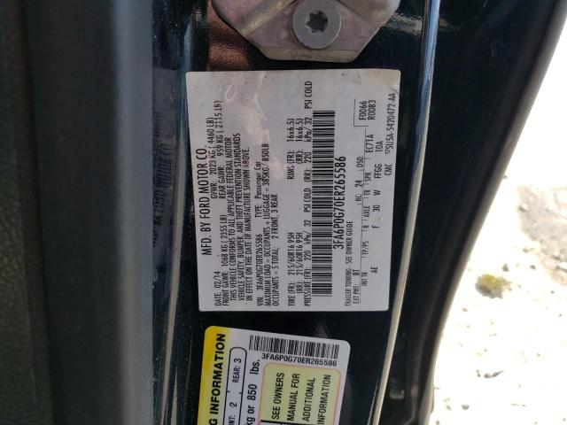 3FA6P0G70ER265586 - 2014 FORD FUSION S BLACK photo 12