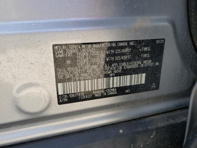 2T3P1RFVXMC255714 - 2021 TOYOTA RAV4 XLE SILVER photo 12