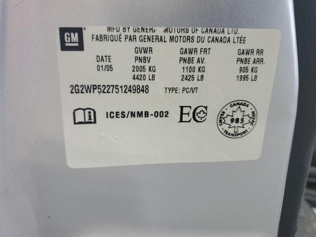 2G2WP522751249848 - 2005 PONTIAC GRAND PRIX 银色 照片 13