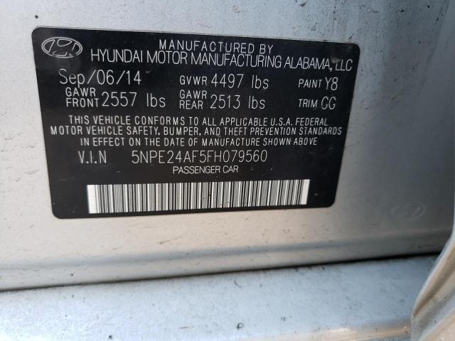 5NPE24AF5FH079560 - 2015 HYUNDAI SONATA SE SILVER photo 12