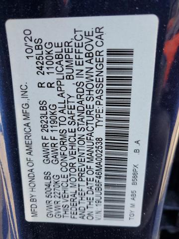 19UUB6F46MA002538 - 2021 ACURA TLX TECHNOLOGY 蓝色 照片 12