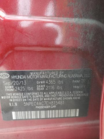 5NPEC4AC7EH815481 - 2014 HYUNDAI SONATA SE RED photo 12