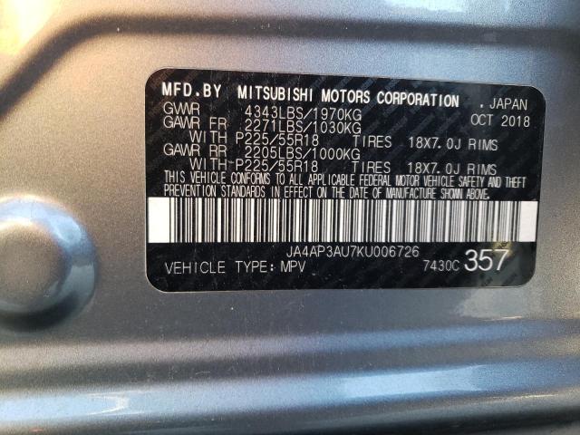 JA4AP3AU7KU006726 - 2019 MITSUBISHI OUTLANDER ES GRAY photo 12