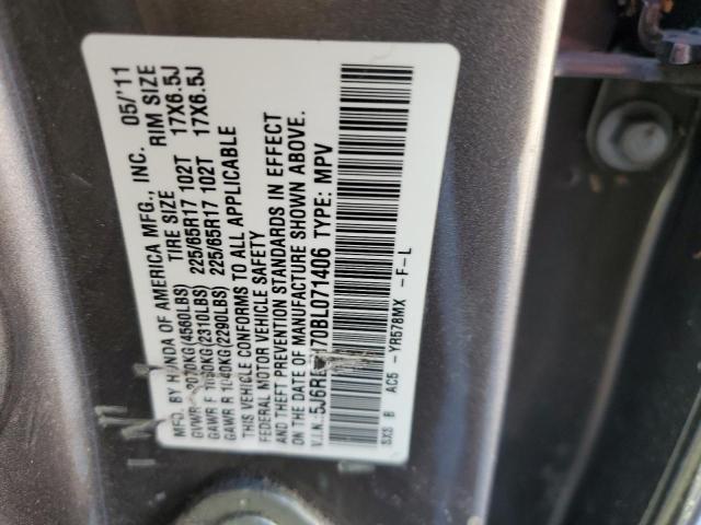 5J6RE4H70BL071406 - 2011 HONDA CR-V EXL GRAY photo 13