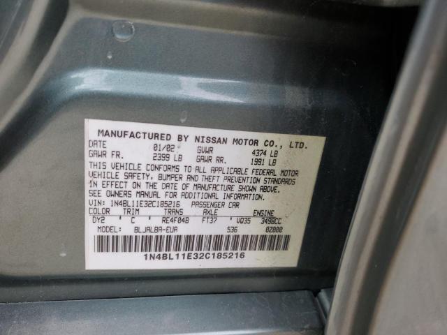 1N4BL11E32C185216 - 2002 NISSAN ALTIMA SE GREEN photo 12