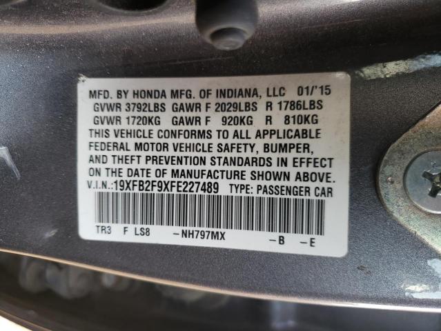 19XFB2F9XFE227489 - 2015 HONDA CIVIC EXL Boz foto 13