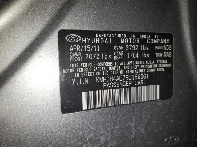 KMHDH4AE7BU156961 - 2011 HYUNDAI ELANTRA GLS GRAY photo 12