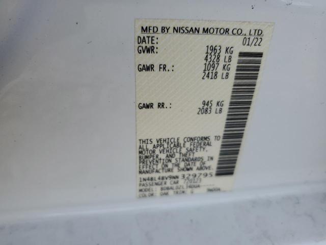 1N4BL4BV9NN329795 - 2022 NISSAN ALTIMA S WHITE photo 12