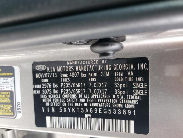 5XYKT3A69EG533891 - 2014 KIA SORENTO LX SILVER photo 13