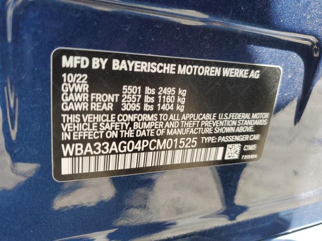 WBA33AG04PCM01525 - 2023 BMW 530XE BLUE photo 12