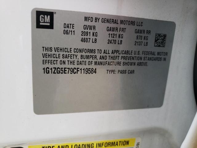 1G1ZG5E79CF119584 - 2012 CHEVROLET MALIBU LTZ თეთრი ფოტო 12