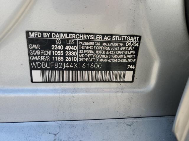 WDBUF82J44X161600 - 2004 MERCEDES-BENZ E 320 4MATIC SILVER photo 12