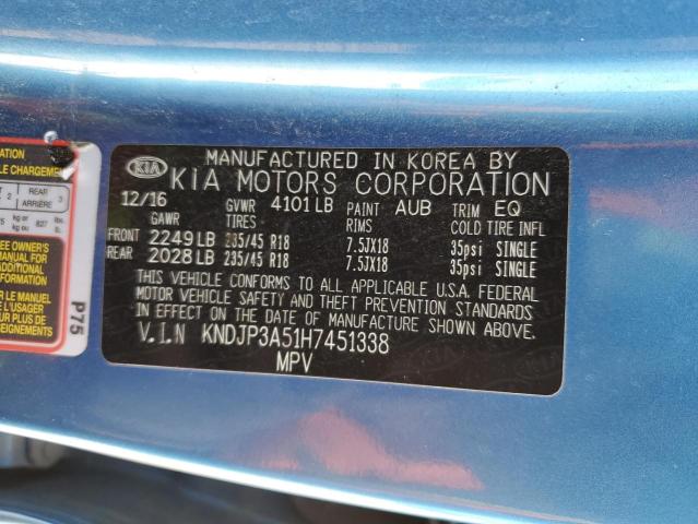 KNDJP3A51H7451338 - 2017 KIA SOUL + BLUE photo 12