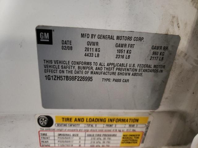 1G1ZH57B98F226995 - 2008 CHEVROLET MALIBU 1LT WHITE photo 12