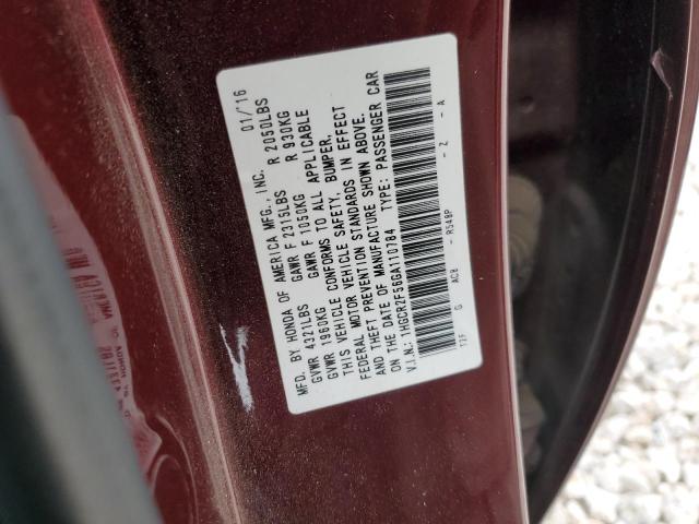 1HGCR2F56GA110784 - 2016 HONDA ACCORD SPORT MAROON photo 12