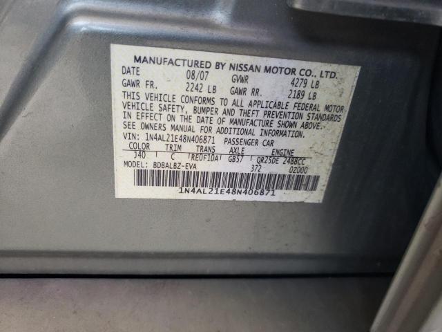 1N4AL21E48N406871 - 2008 NISSAN ALTIMA 2.5 GREEN photo 12