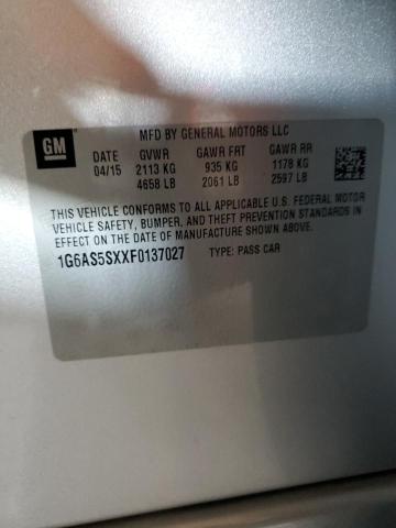 1G6AS5SXXF0137027 - 2015 CADILLAC CTS PERFORMANCE COLLECTION Gümüş fotoğraf 13