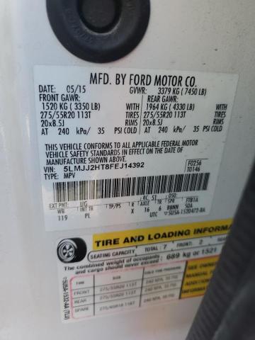 5LMJJ2HT8FEJ14392 - 2015 LINCOLN NAVIGATOR თეთრი ფოტო 13