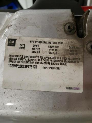 1G2WP52K33F176175 - 2003 PONTIAC GRAND PRIX GT SILVER photo 12