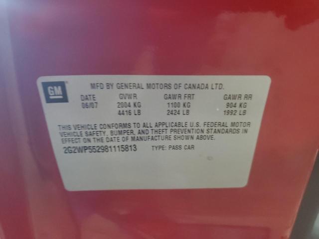 2G2WP552981115813 - 2008 PONTIAC GRAND PRIX 红色 照片 12